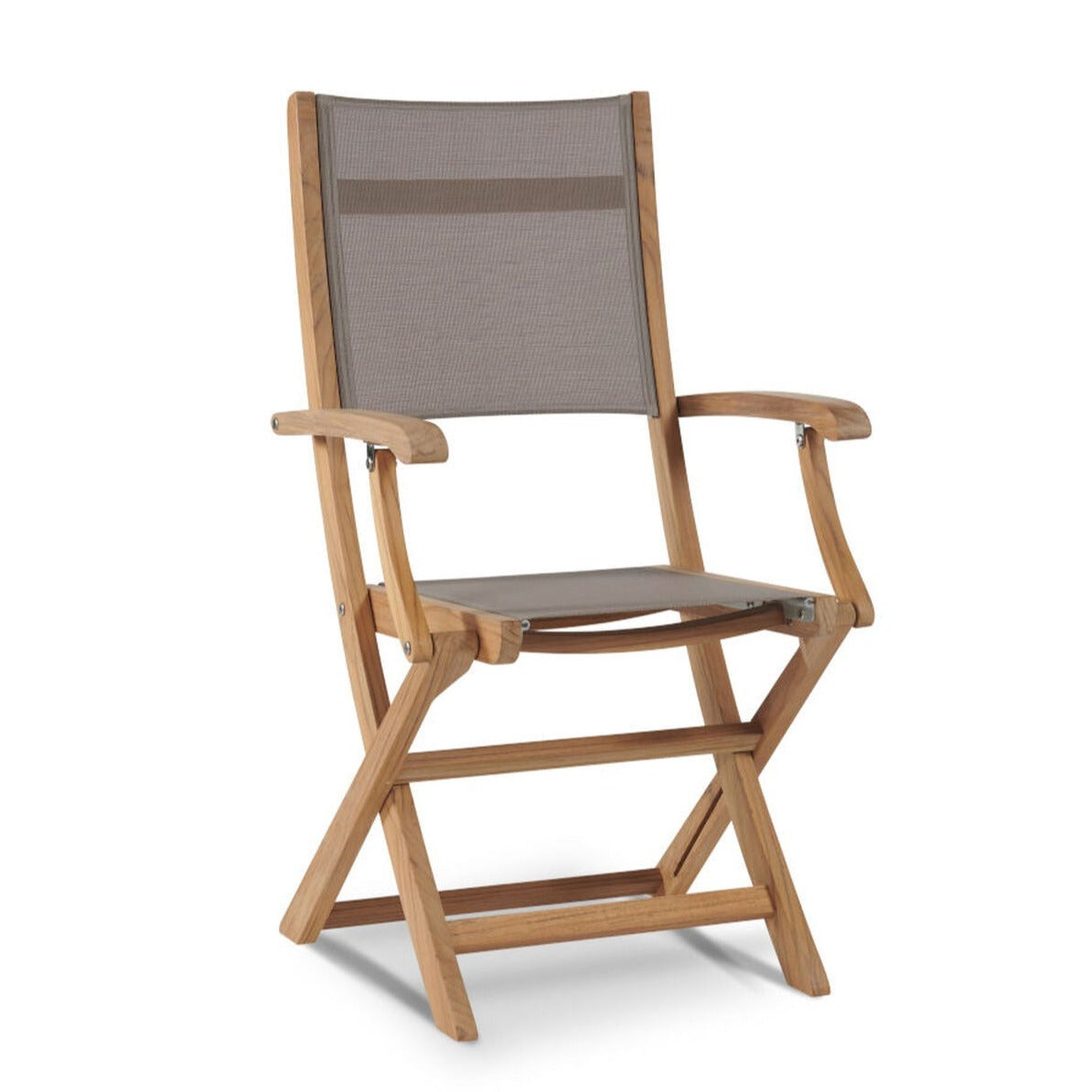 Stella Teak Outdoor Folding Armchair-Outdoor Dining Chairs-HiTeak-Taupe-Sideboards and Things