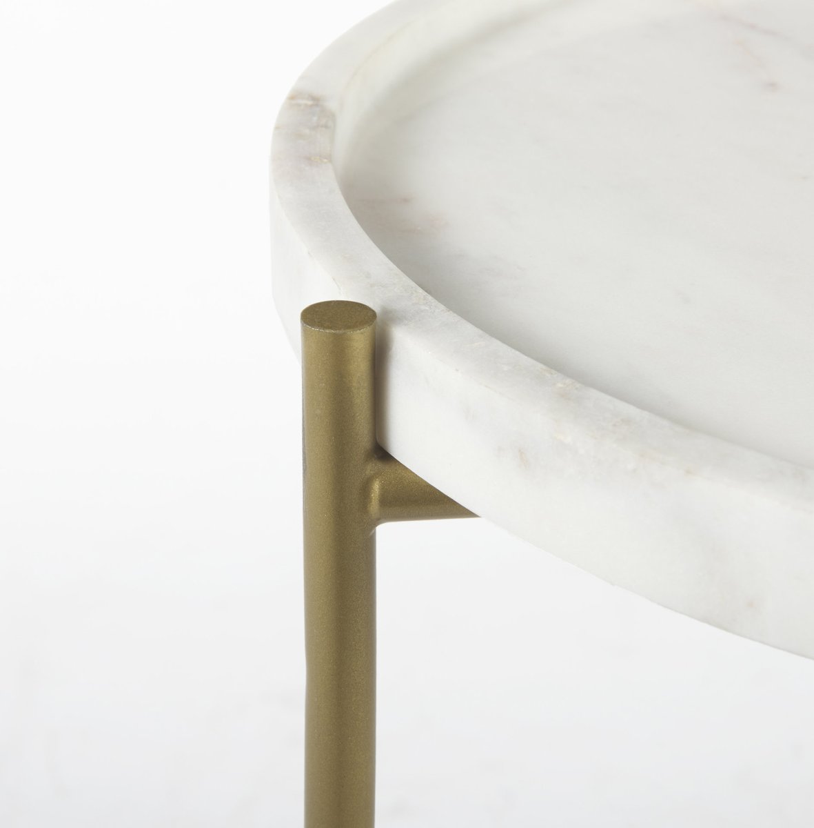 Mercana Stella White Round Marble Top Round Accent Table
