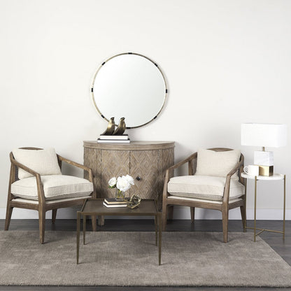 Mercana Stella White Round Marble Top Round Accent Table