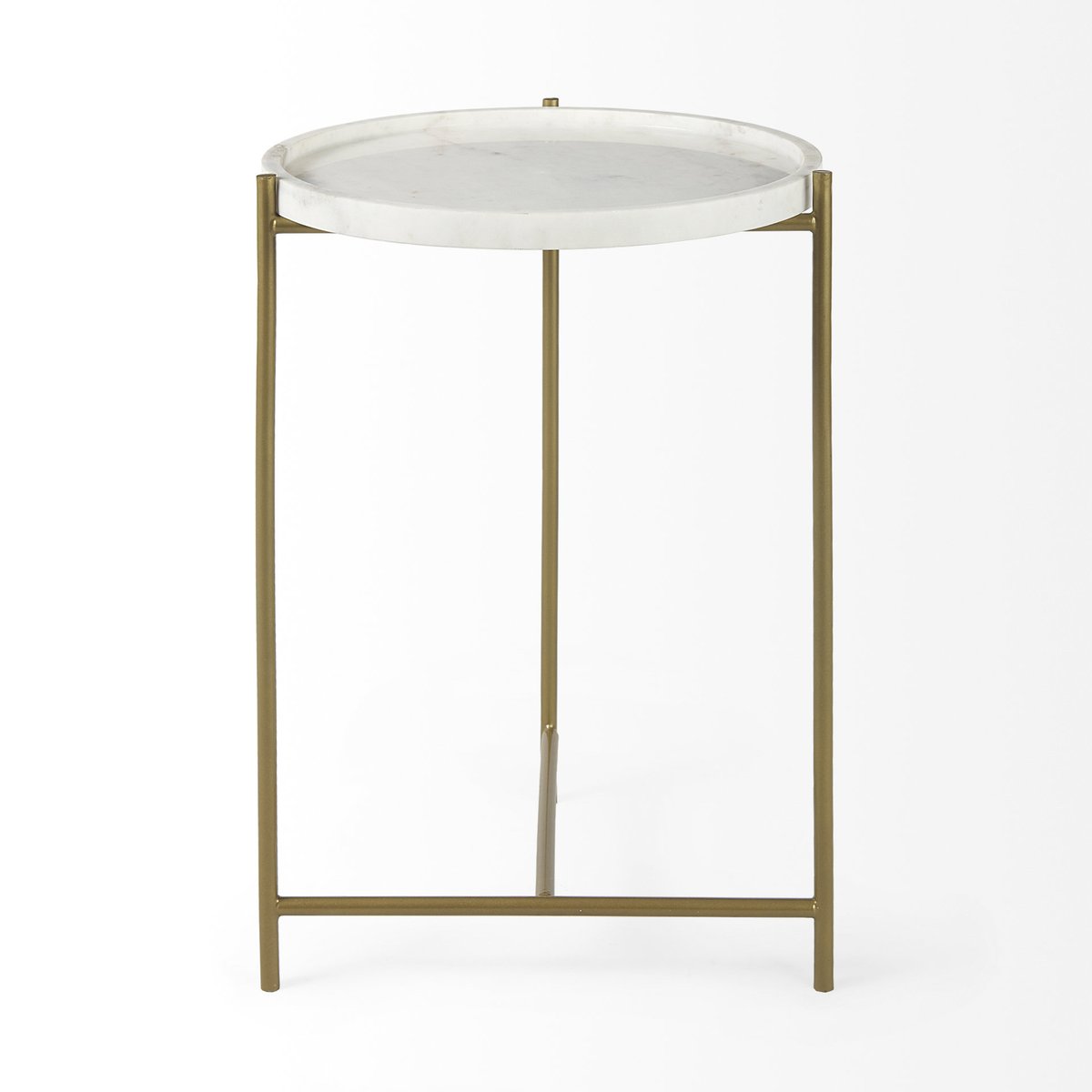 Mercana Stella White Round Marble Top Round Accent Table