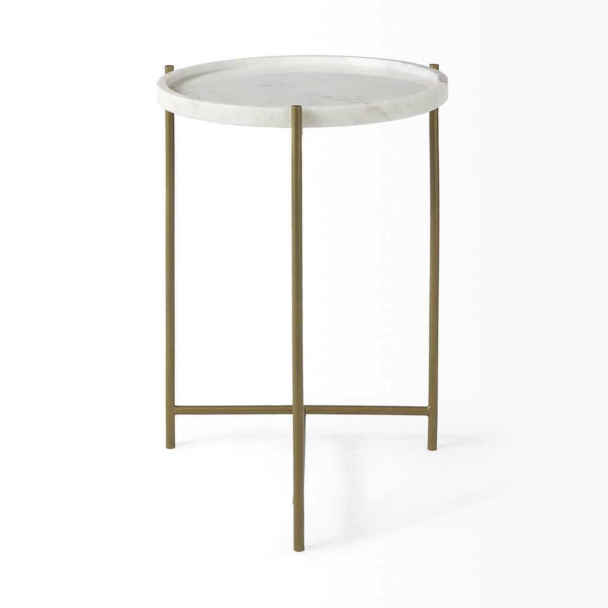 Mercana Stella White Round Marble Top Round Accent Table