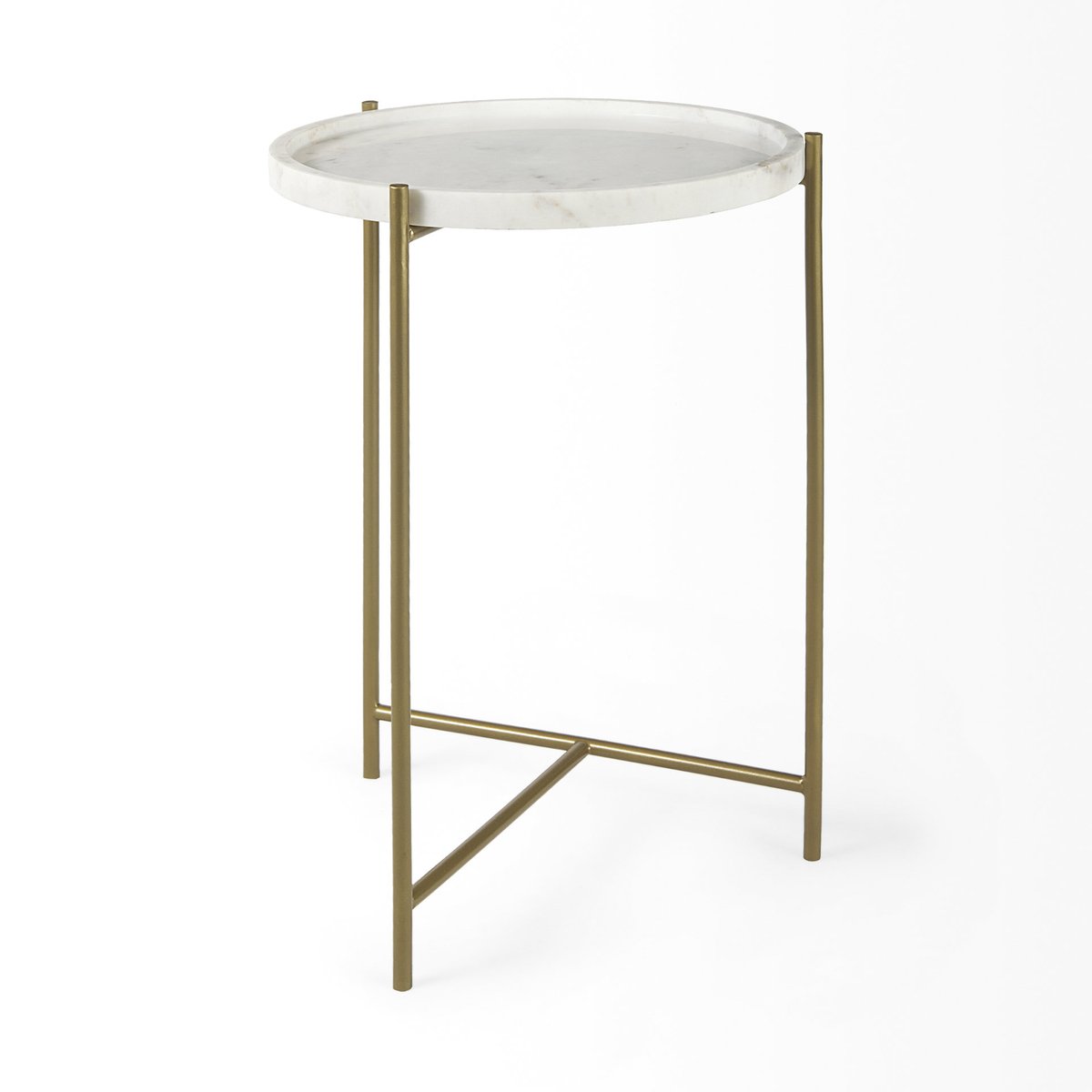 Mercana Stella White Round Marble Top Round Accent Table