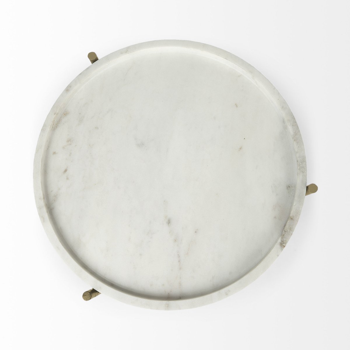 Mercana Stella White Round Marble Top Round Accent Table
