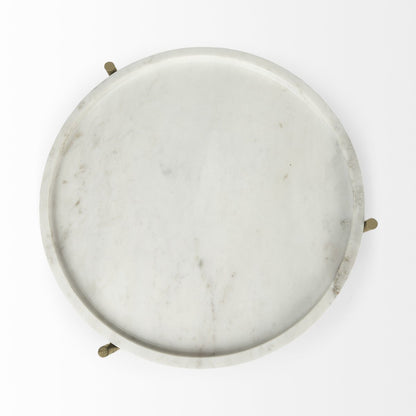 Mercana Stella White Round Marble Top Round Accent Table