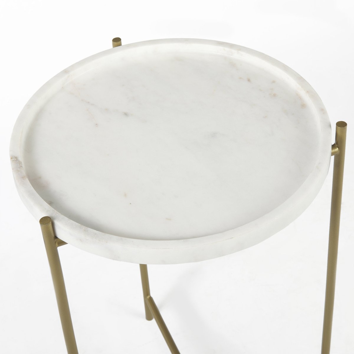 Mercana Stella White Round Marble Top Round Accent Table