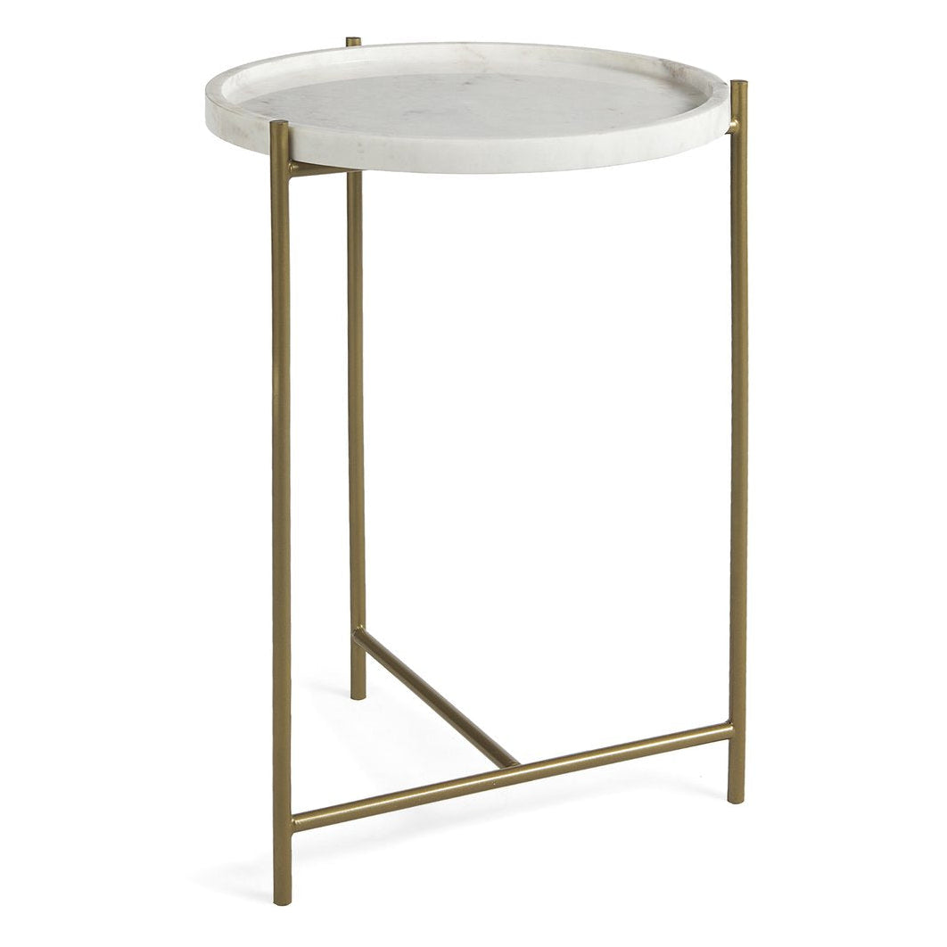 Mercana Stella White Round Marble Top Round Accent Table