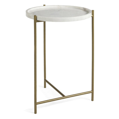 Mercana Stella White Round Marble Top Round Accent Table