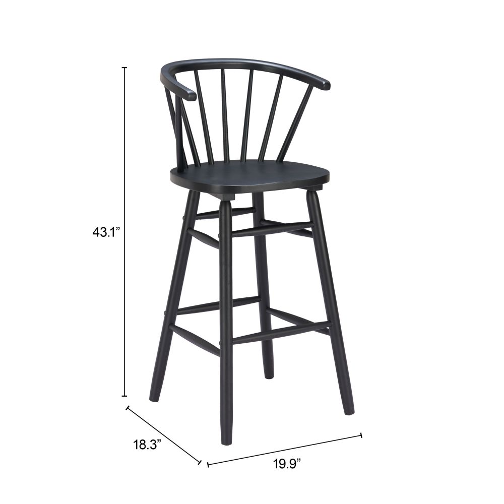 Zuo Modern Stenger Painted Wooden Barstool 2PC