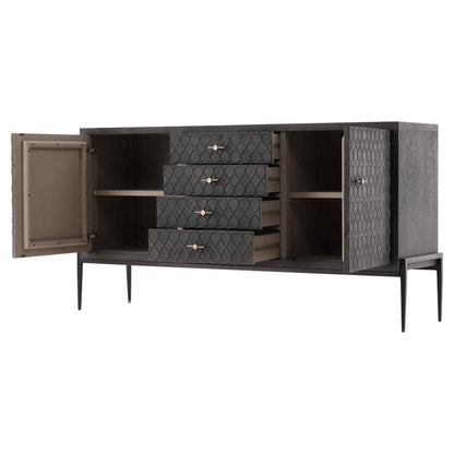 Stevens Four Doors Balck Sideboard