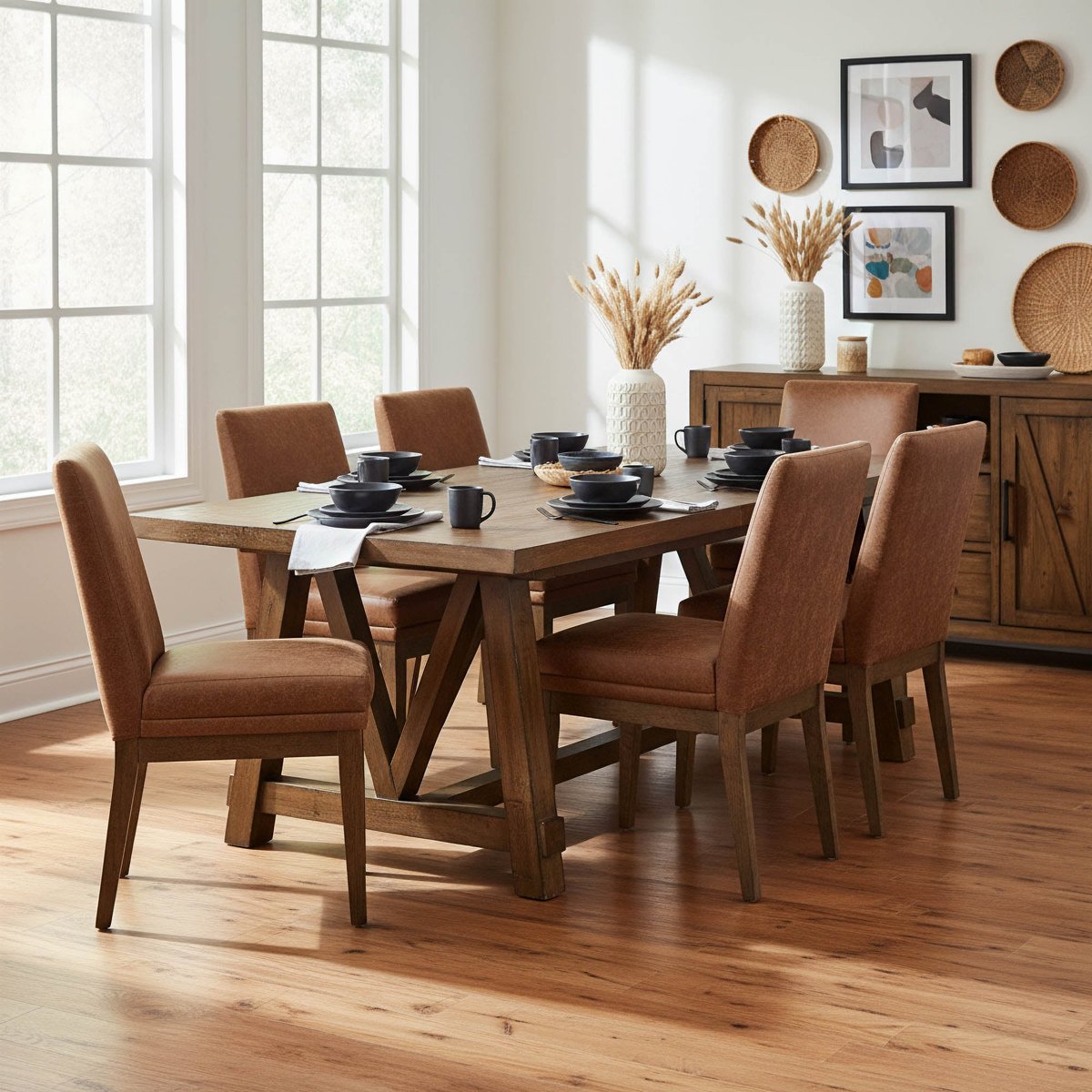 LH Home Stili Soft Chenille Fabric Dining Chair (Set of 2)