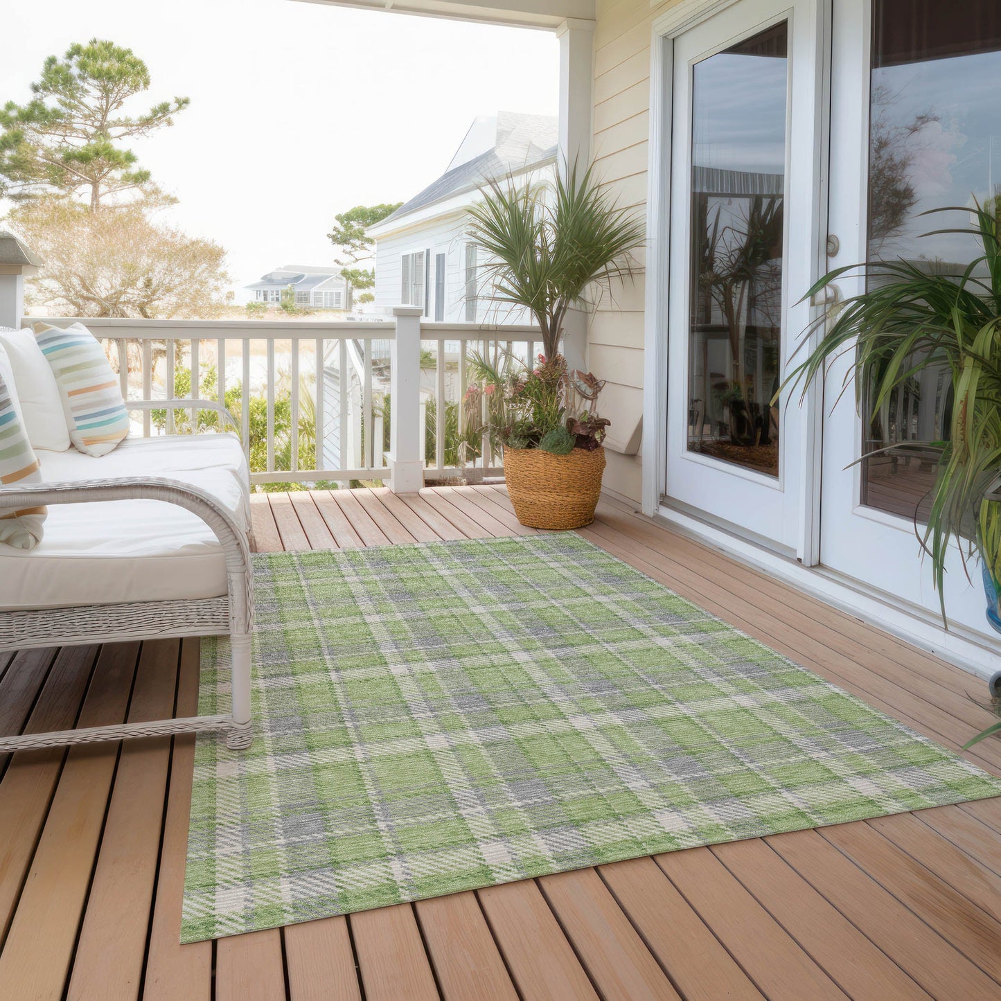 Addison Rugs Still Bloom Green Washable Indoor-Outdoor Rug