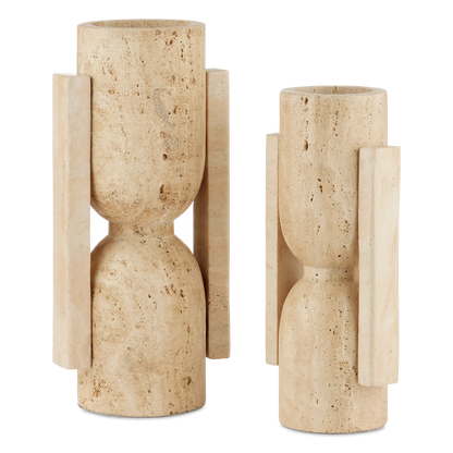 Stone Vase, Face to Face Set of 2-Vases & Jars-Currey & Co-Sideboards and Things