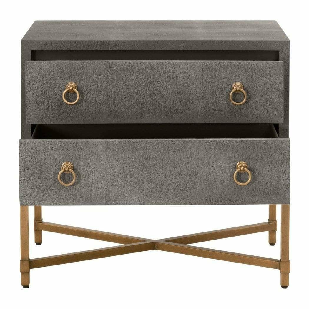 Strand Grey Shagreen Scandinavian Nightstand 2 Drawers Nightstands Sideboards and Things By Essentials For Living