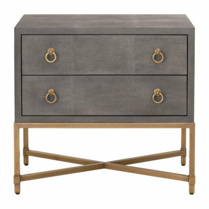 Strand Grey Shagreen Scandinavian Nightstand 2 Drawers Nightstands Sideboards and Things By Essentials For Living