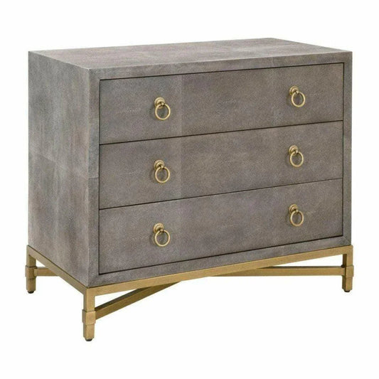 Essentials For Living Strand Grey Shagreen Scandinavian Nightstand 3 Drawers