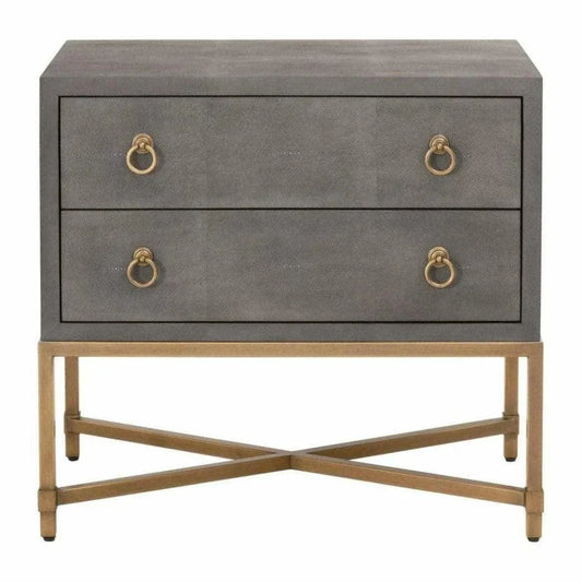 Essentials For Living Strand Grey ShagreenNightstand 2 Drawers