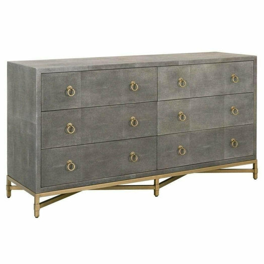 Strand Shagreen 6-Drawer Double Dresser Gray Shagreen Dressers Sideboards and Things By Essentials For Living