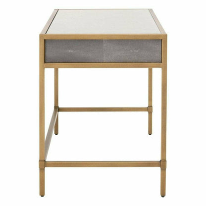 Strand Shagreen Desk With Drawers Gray Shagreen Clear Glass Home Office Desks Sideboards and Things By Essentials For Living