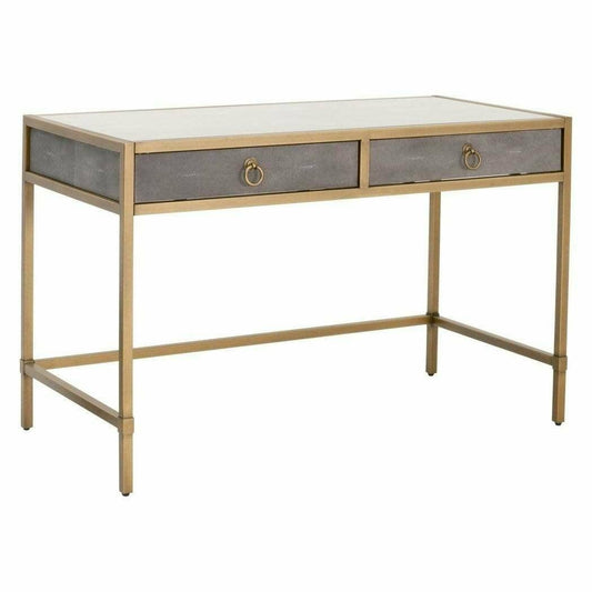 Strand Shagreen Desk With Drawers Gray Shagreen Clear Glass Home Office Desks Sideboards and Things By Essentials For Living