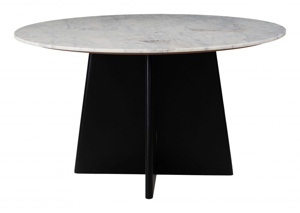 Zuo Modern Strela White Marble Top Round Dining Table