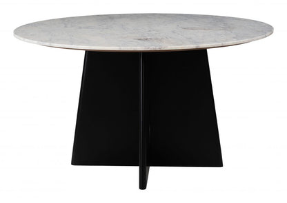 Zuo Modern Strela White Marble Top Round Dining Table