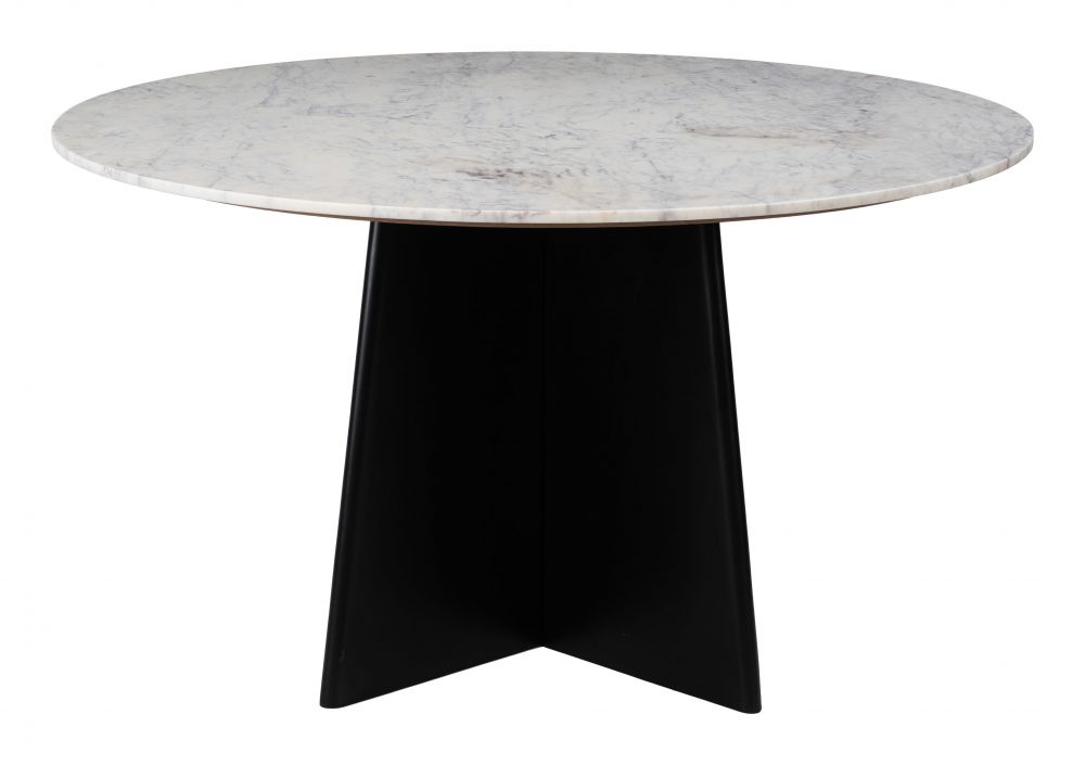 Zuo Modern Strela White Marble Top Round Dining Table
