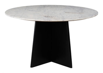 Zuo Modern Strela White Marble Top Round Dining Table