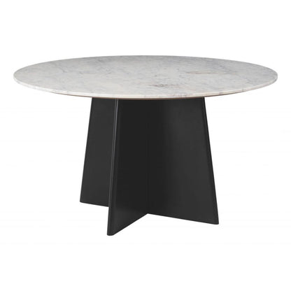 Zuo Modern Strela White Marble Top Round Dining Table