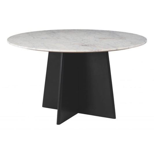 Zuo Modern Strela White Marble Top Round Dining Table