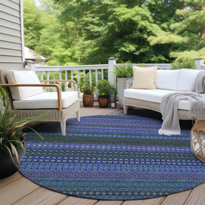 Addison Rugs Stripes Blue Washable Indoor-Outdoor Rug