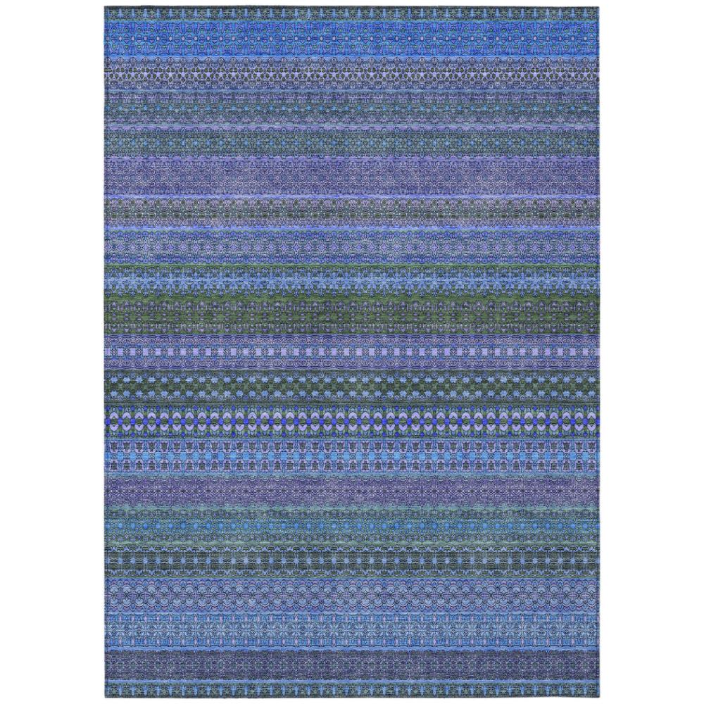 Addison Rugs Stripes Blue Washable Indoor-Outdoor Rug