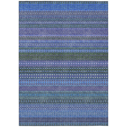 Addison Rugs Stripes Blue Washable Indoor-Outdoor Rug
