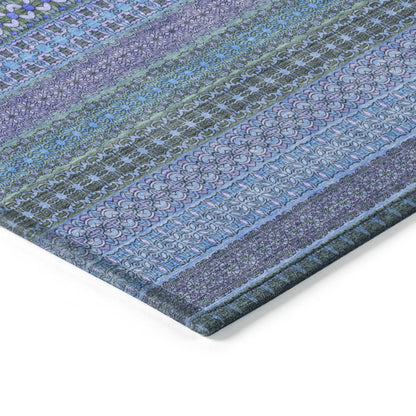 Addison Rugs Stripes Blue Washable Indoor-Outdoor Rug