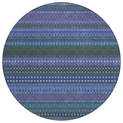 Addison Rugs Stripes Blue Washable Indoor-Outdoor Rug