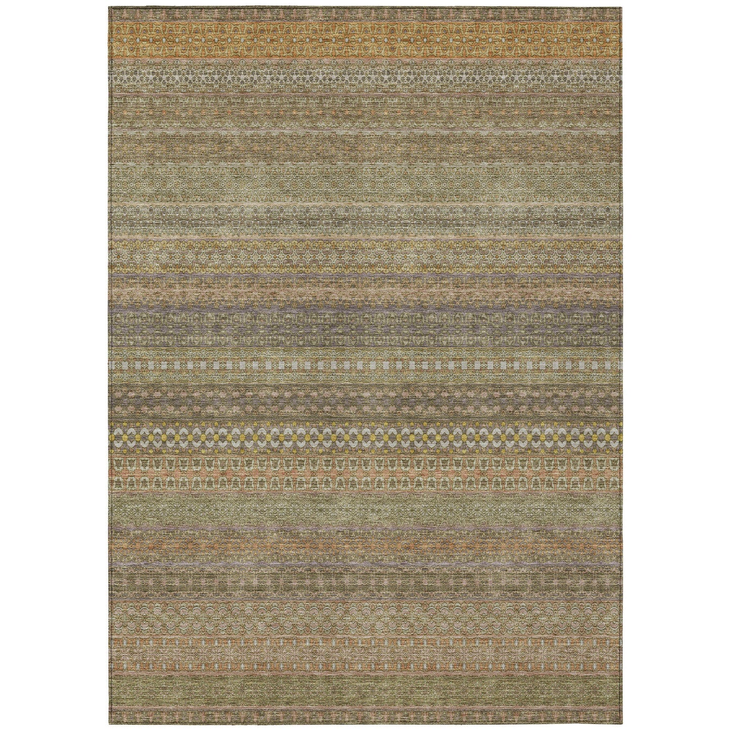 Addison Rugs Stripes Brown Washable Indoor-Outdoor Rug