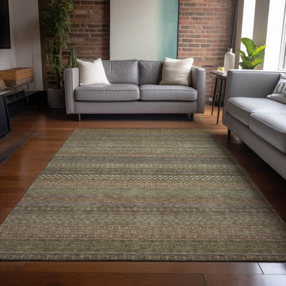Addison Rugs Stripes Brown Washable Indoor-Outdoor Rug