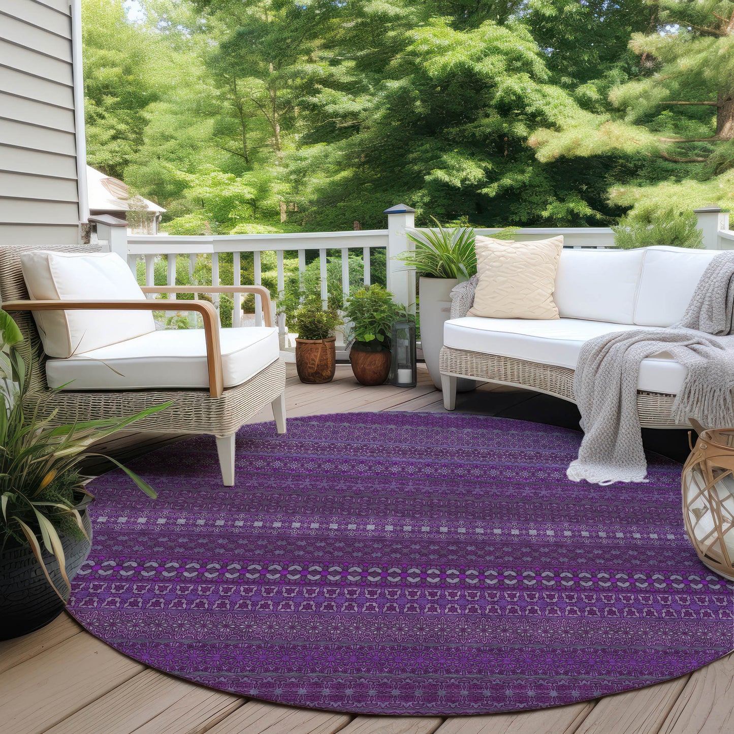 Addison Rugs Stripes Eggplant Washable Indoor-Outdoor Rug