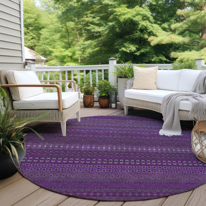 Addison Rugs Stripes Eggplant Washable Indoor-Outdoor Rug