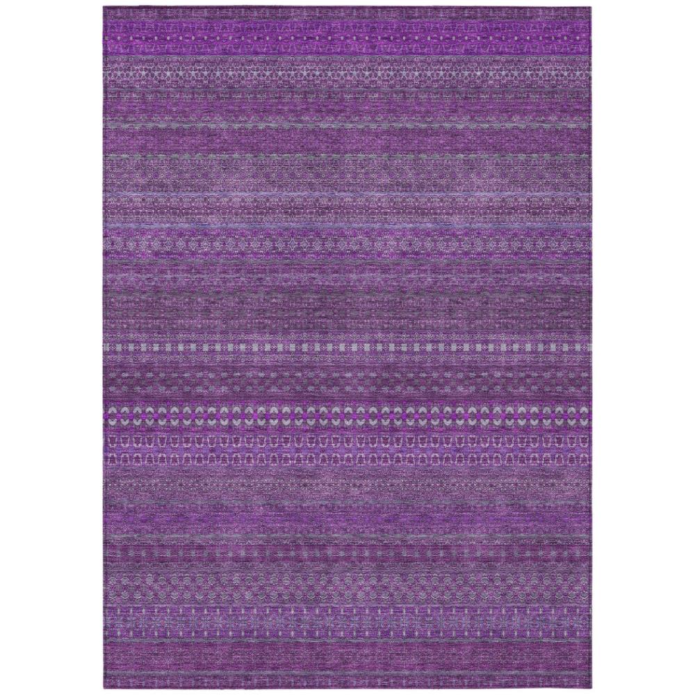 Addison Rugs Stripes Eggplant Washable Indoor-Outdoor Rug