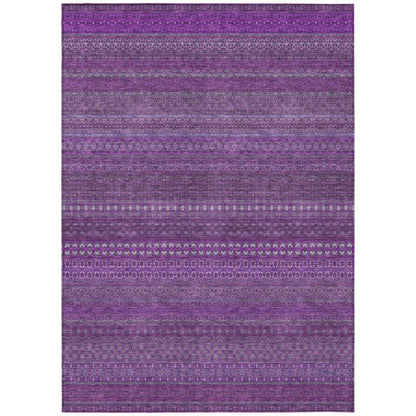 Addison Rugs Stripes Eggplant Washable Indoor-Outdoor Rug