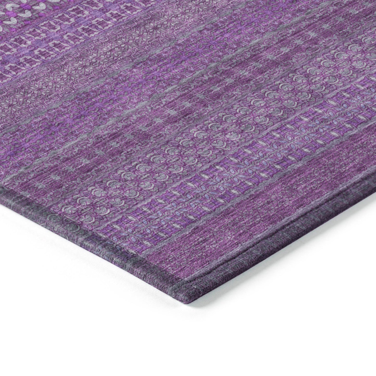 Addison Rugs Stripes Eggplant Washable Indoor-Outdoor Rug
