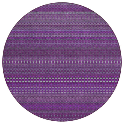 Addison Rugs Stripes Eggplant Washable Indoor-Outdoor Rug