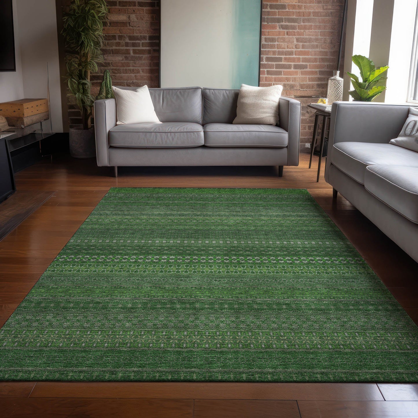 Addison Rugs Stripes Fern Washable Indoor-Outdoor Rug