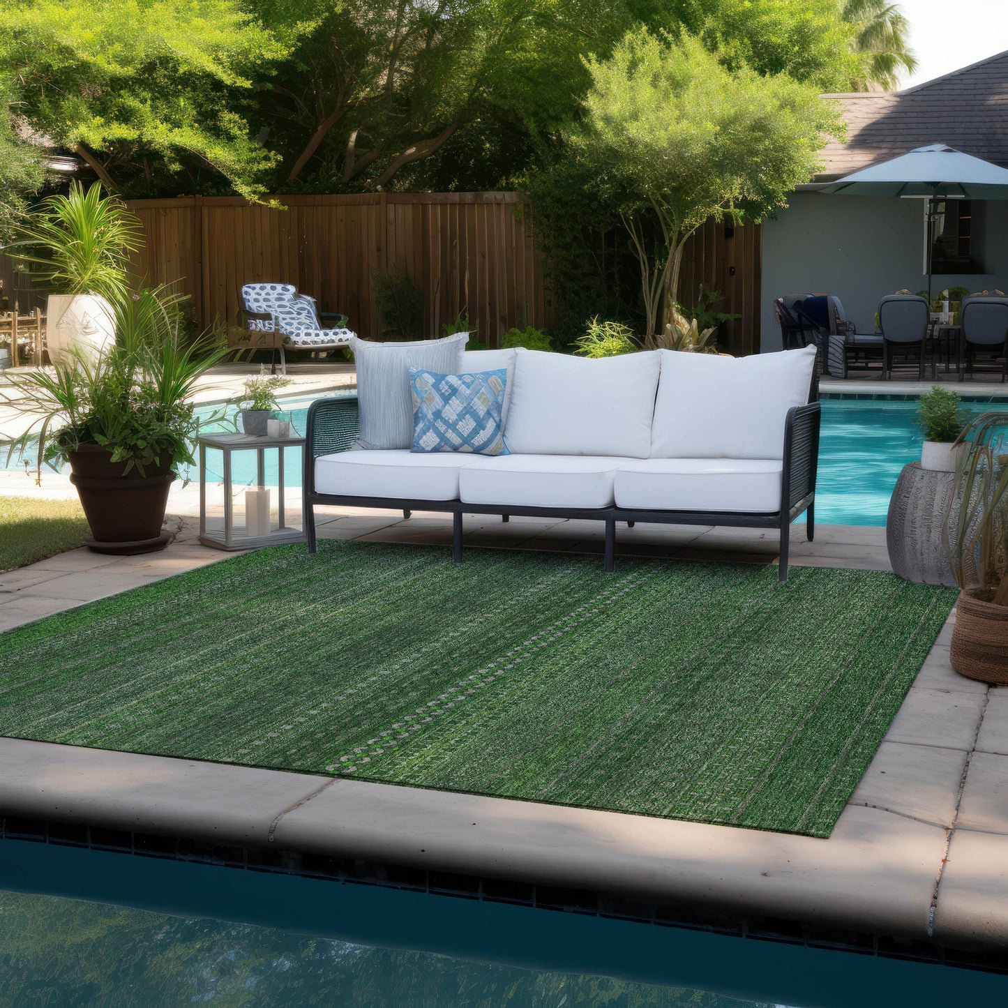 Addison Rugs Stripes Fern Washable Indoor-Outdoor Rug