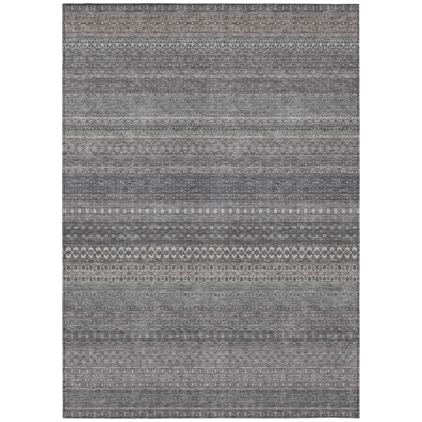 Addison Rugs Stripes Grey Washable Indoor-Outdoor Rug