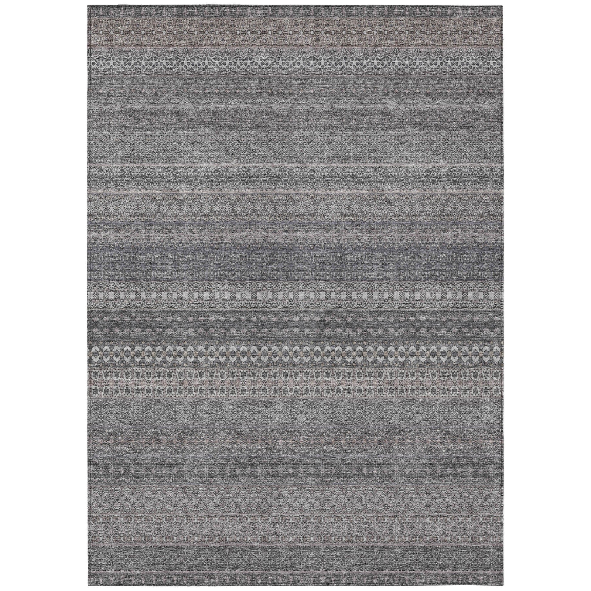 Addison Rugs Stripes Grey Washable Indoor-Outdoor Rug