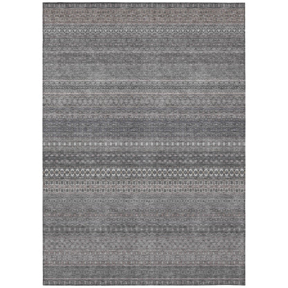 Addison Rugs Stripes Grey Washable Indoor-Outdoor Rug