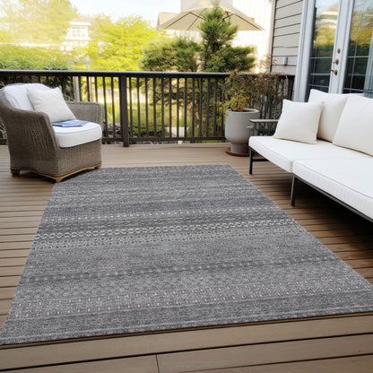 Addison Rugs Stripes Grey Washable Indoor-Outdoor Rug