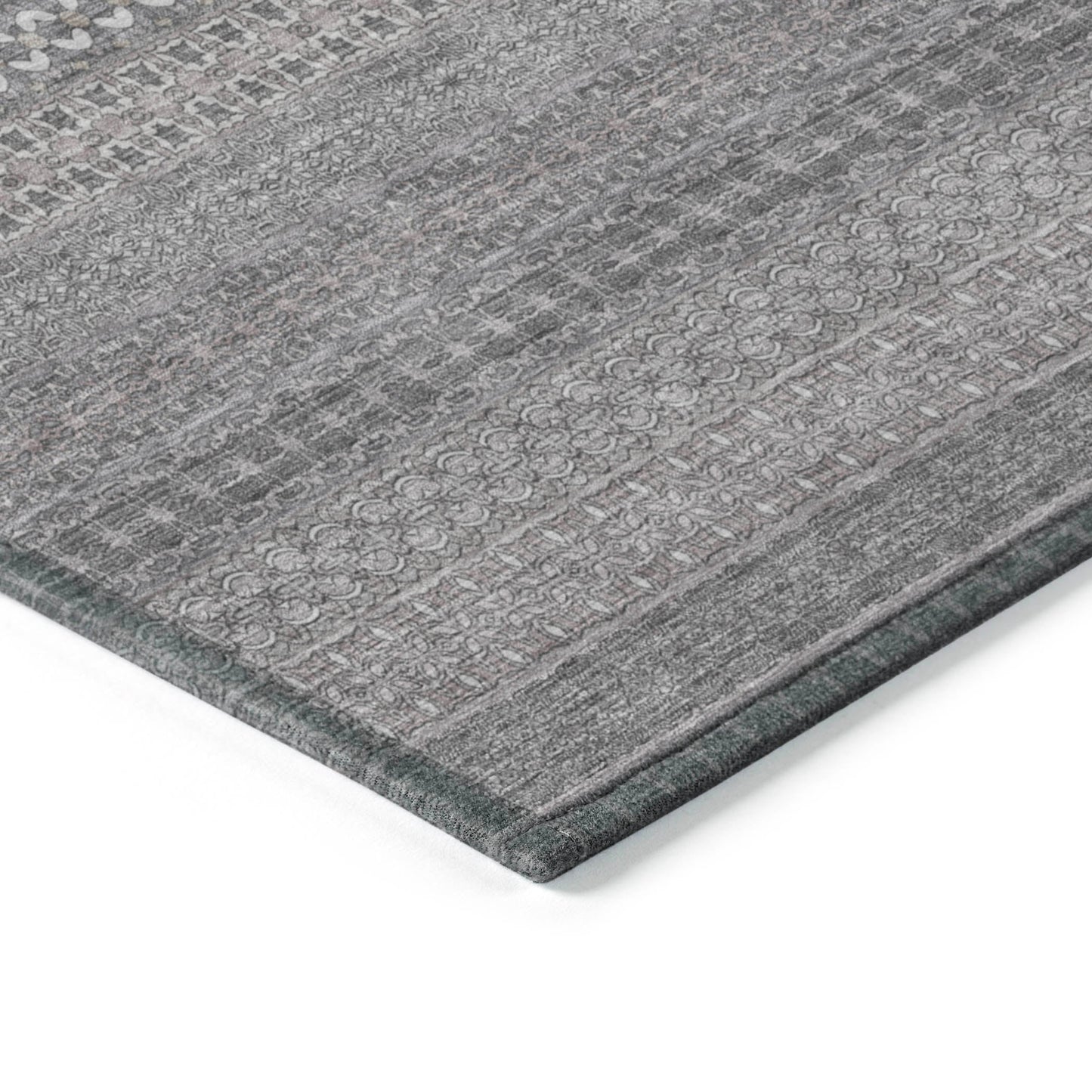 Addison Rugs Stripes Grey Washable Indoor-Outdoor Rug