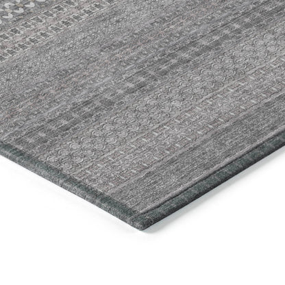 Addison Rugs Stripes Grey Washable Indoor-Outdoor Rug
